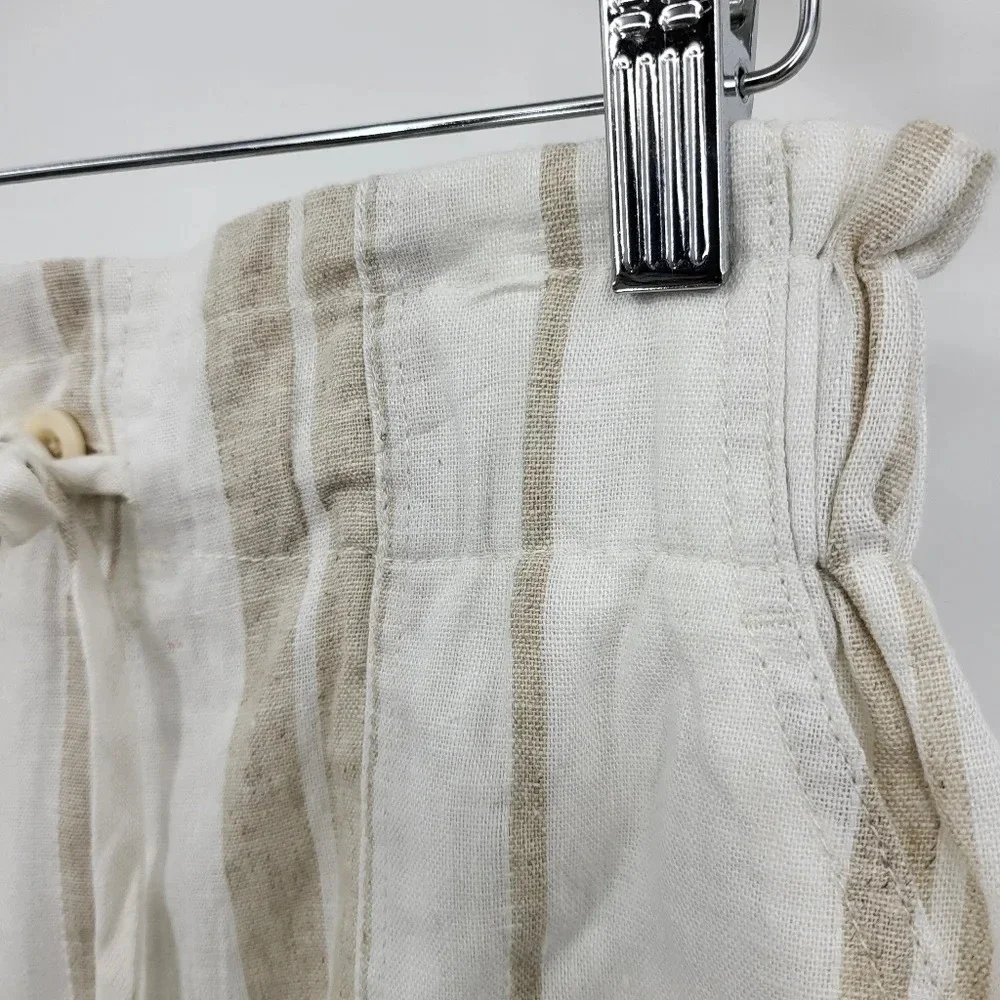 Madewell Women's Linen Blend Striped Elastic Waist Sz Small NEW